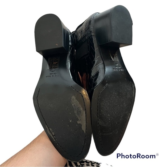 Rag & Bone Walker II Croc Embossed Chelsea Boots Black Size 40 / 10 - Picture 3 of 5